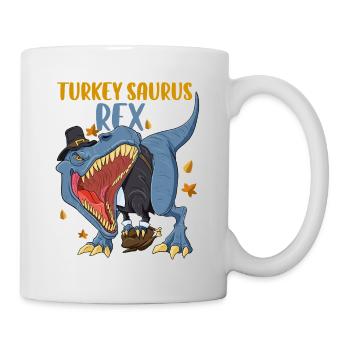 Turkey Saurus Rex I TRex Pilgrim Hat I Dinosaur - Mug - white - Right