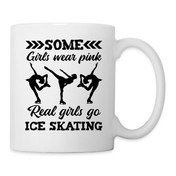 Certaines filles portent de vraies filles roses qui font du patin à glace - Mug blanc - blanc - Droite