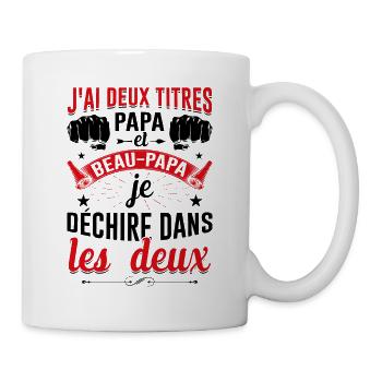 J'ai Deux Titres Papa Et Beau-papa Fête Des Pères - Mug blanc - blanc - Droite