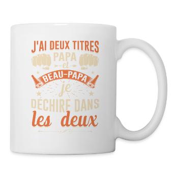 J'ai Deux Titres Papa Et Beau-papa Fête Des Pères - Mug blanc - blanc - Droite
