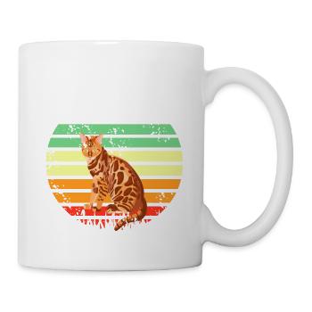 Retro Vintage Bengal T-Shirt Cat Lover Designs - Tasse - Weiß - Rechts