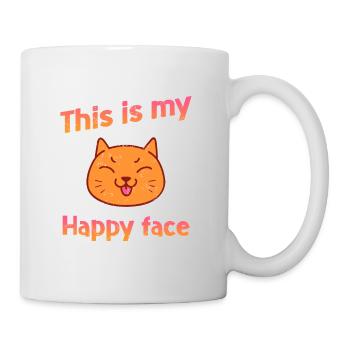 This Is My Happy Face Cute Cat Lover T-Shirt - Tasse - Weiß - Rechts