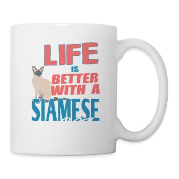 Life Is Better With A Siamese Cat T-Shirt - Mug - white - Right