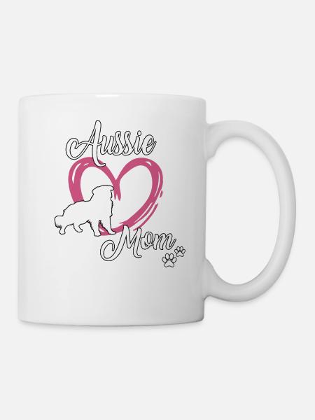 Aussie Mom süß Australian Shepherd Frauchen Gassi - Tasse - Weiß