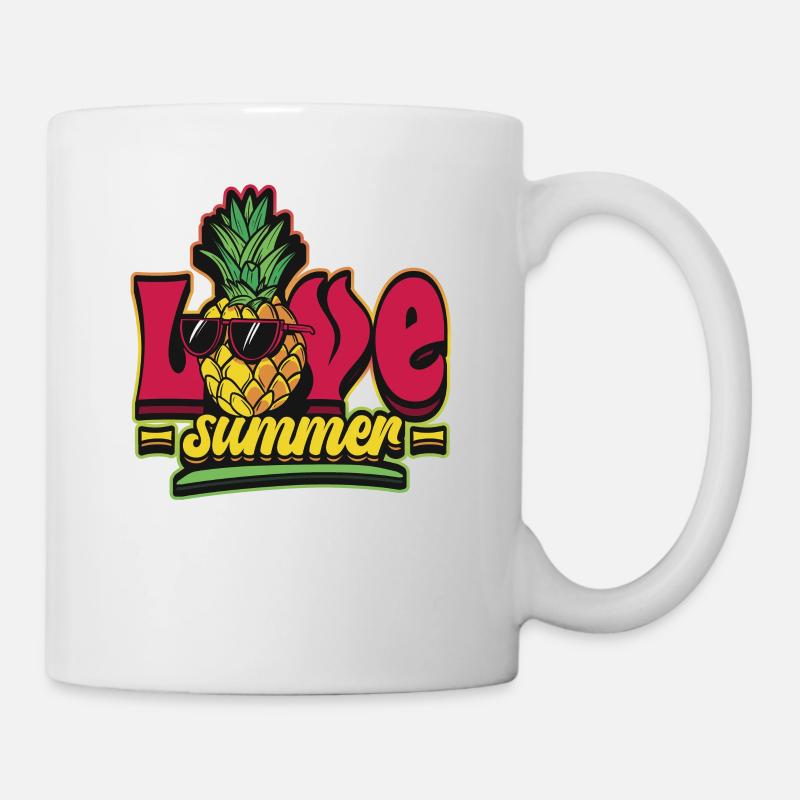 Hello Summer Ananas mit Sonnenbrille - Tasse - Weiß