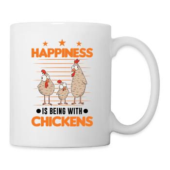 Le bonheur, c’est d’être avec Chickens Hühner - Mug blanc - blanc - Droite