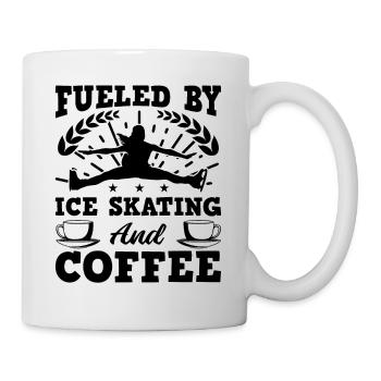 Alimenté par le patinage sur glace et le café - Mug blanc - blanc - Droite