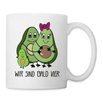 Wir sind bald vier 4 Avocado - Ankündigung - Tasse - Weiß - Rechts