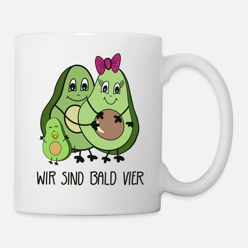 Wir sind bald vier 4 Avocado - Ankündigung - Tasse - Weiß