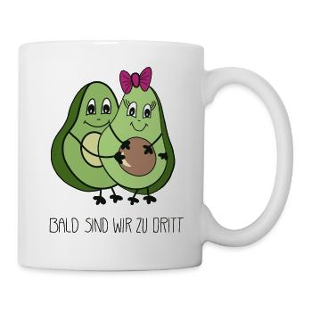Bald sind wir zu dritt Avocado - Ankündigung - Tasse - Weiß - Rechts
