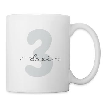 Drei Zahl mit Lettering 3. Geburtstag - Tasse - Weiß - Rechts