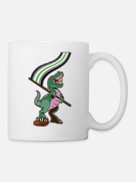 LGBTQ-Flagge - Dinosaurier-Agender - Tasse - Weiß