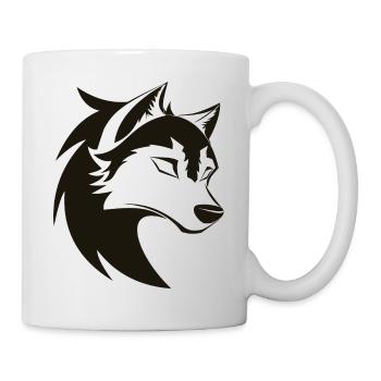 Stilisiertes cooles Wolfskopf-Symbol - Tasse - Weiß - Rechts