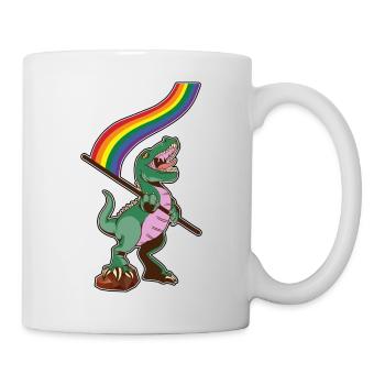 LGBTQ-Flagge - Dinosaurier-Schwuler - Tasse - Weiß - Rechts