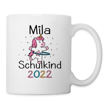 Einschulung 2022 Mila Einhorn Erstklässler 2022 - Tasse - Weiß - Rechts
