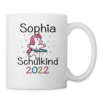Einschulung 2022 Sophia Einhorn Erstklässler 2022 - Tasse - Weiß - Rechts