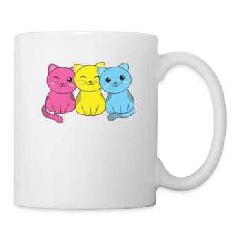 Drapeau pansexuel Fierté pansexuelle LGBTQ chat mignon - Mug blanc - blanc - Droite