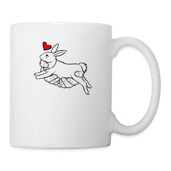Lapin Amour Drôle Main Prendre soin Lapin Coeur Cool - Mug blanc - blanc - Droite