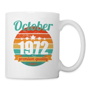 Né en octobre 1972 50 ans 50s 50e anniversaire - Mug blanc - blanc - Droite