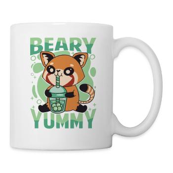 Beary Yummy - Niedlicher roter Panda - Milchtee - Tasse - Weiß - Rechts