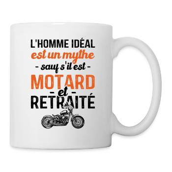 Motard Et Retraité Moto Cadeau Homme Humour Motard - Mug blanc - blanc - Droite