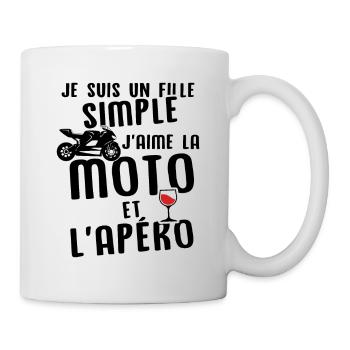 Un fille j'aime les moto et les apéros - Mug blanc - blanc - Droite