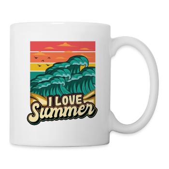 I Love Summer Vacation Hello Summer Surfen - Tasse - Weiß - Rechts
