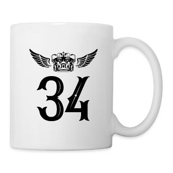 34 Zahl Krone - Tasse - Weiß - Rechts