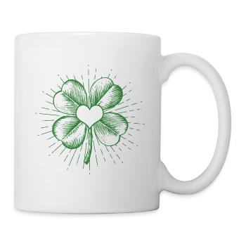 Vierblättriges Kleeblatt - Tasse - Weiß - Rechts