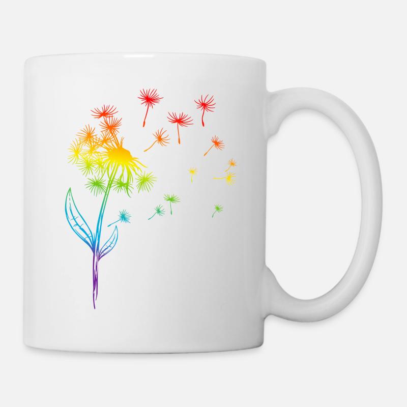 Pusteblume Löwenzahn Regenbogen Pflanze - Tasse - Weiß