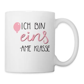 Ich bin eins - einsame klasse pink 1. Geburtstag - Tasse - Weiß - Rechts