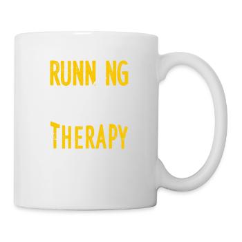 Laufen ist billiger als Therapie Lustige Jogging - Tasse - Weiß - Rechts