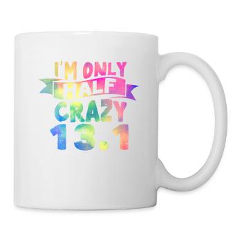Drôles d’amateurs de course à pied Je ne suis qu’à moitié fou 13.1 Moitié - Mug blanc - blanc - Droite