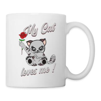 Meine Katze liebt mich! - Tasse - Weiß - Rechts