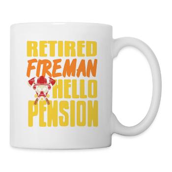 Retired Fireman Hello Pension Retirement Outfit - Mug - white - Right