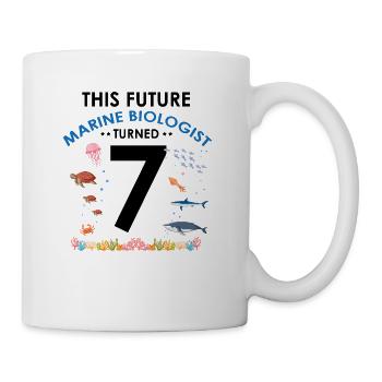 Marine Biology Birthday Party 7 Years Seven - Mug - white - Right