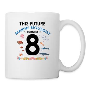 Marine Biology Birthday Party 8 Years Eight - Mug - white - Right