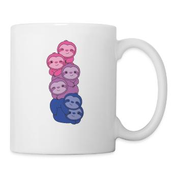 Bi Flag Pride LGBTQ süßer Faultier Haufen - Tasse - Weiß - Rechts