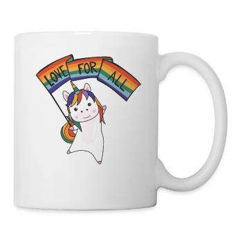 Rainbow Flag Gay Pride LGBTQ Einhorn süße Tiere - Tasse - Weiß - Rechts