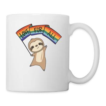 Rainbow Flag Gay Pride LGBTQ Faultier süße Tiere - Tasse - Weiß - Rechts