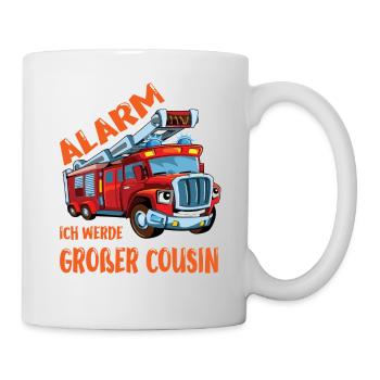 Ich werde Großer Cousin Feuerwehrauto Geschenkidee - Tasse - Weiß - Rechts