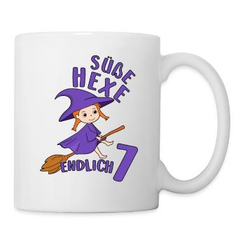 Sweet Witch Birthday Motif I Am 7 Years Girl - Mug - white - Right
