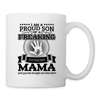 Familie Mama Sohn Tshirt - Tasse - Weiß - Rechts