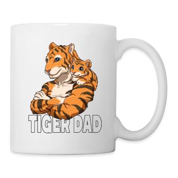 Tiger Dad Tiger Papa und Baby Papa Vatertag - Tasse - Weiß - Rechts