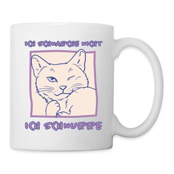 Schnurren Schnarchen Schlaf Spruch Katzen Geschenk - Tasse - Weiß - Rechts
