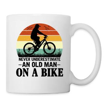 Vélo de vieil homme - Mug blanc - blanc - Droite