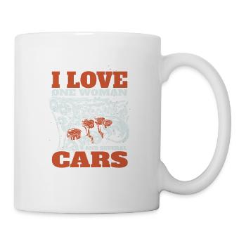 I love a woman and several cars men truck - Mug - white - Right