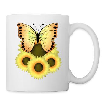 Tournesol papillon - Mug blanc - blanc - Droite