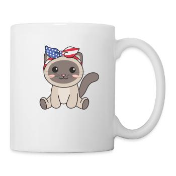 4 juillet chat américain pour enfants mignon chat américain - Mug blanc - blanc - Droite