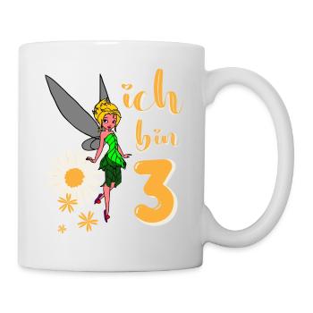 Ich bin 3 Jahre alt Fee Blumen Geburtstag Mädchen - Tasse - Weiß - Rechts